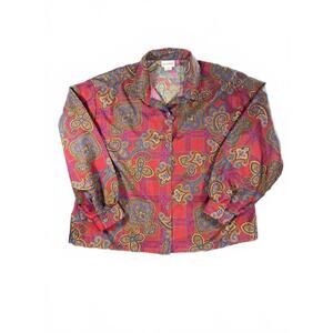 Laura Mae Vintage Red Paisley Print Button-Up Blouse - Size 18